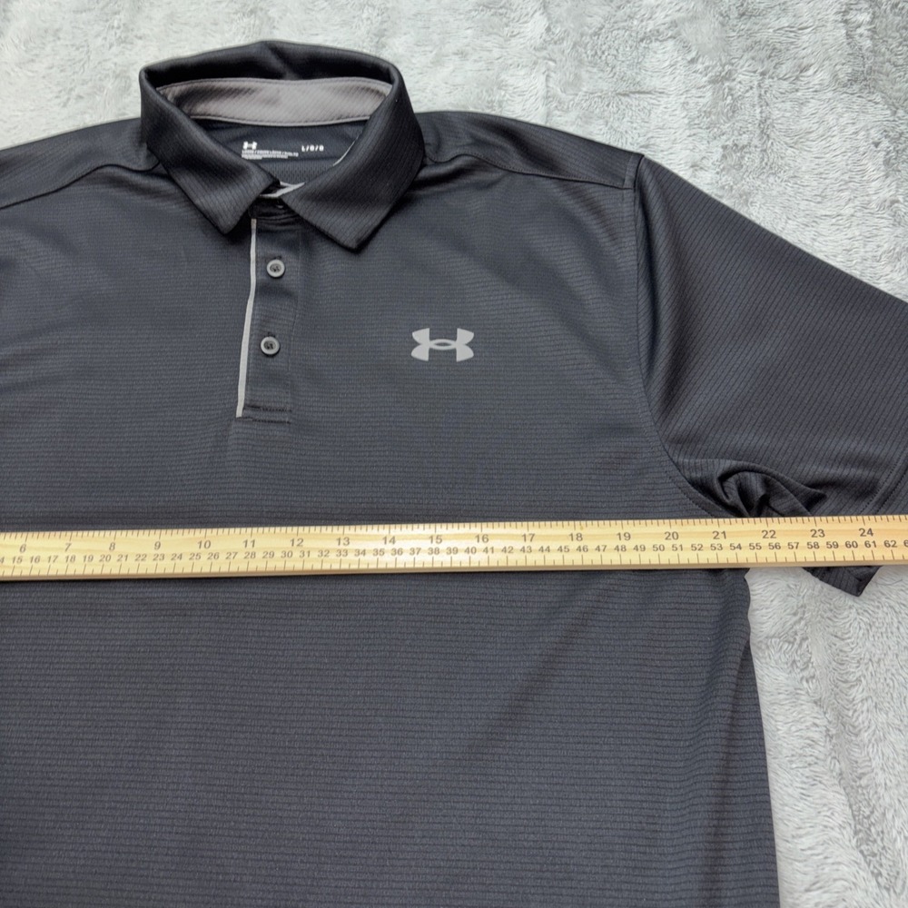 Under Armour Heatgear Golf Polo Shirt Mens Lg Black Short Sleeve Logo - Picture 4 of 7